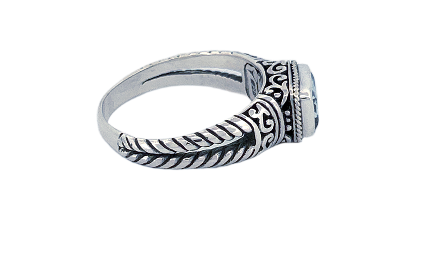 Sterling Silver Gemstone Ring – Blue Topaz (Emerald Cut)
