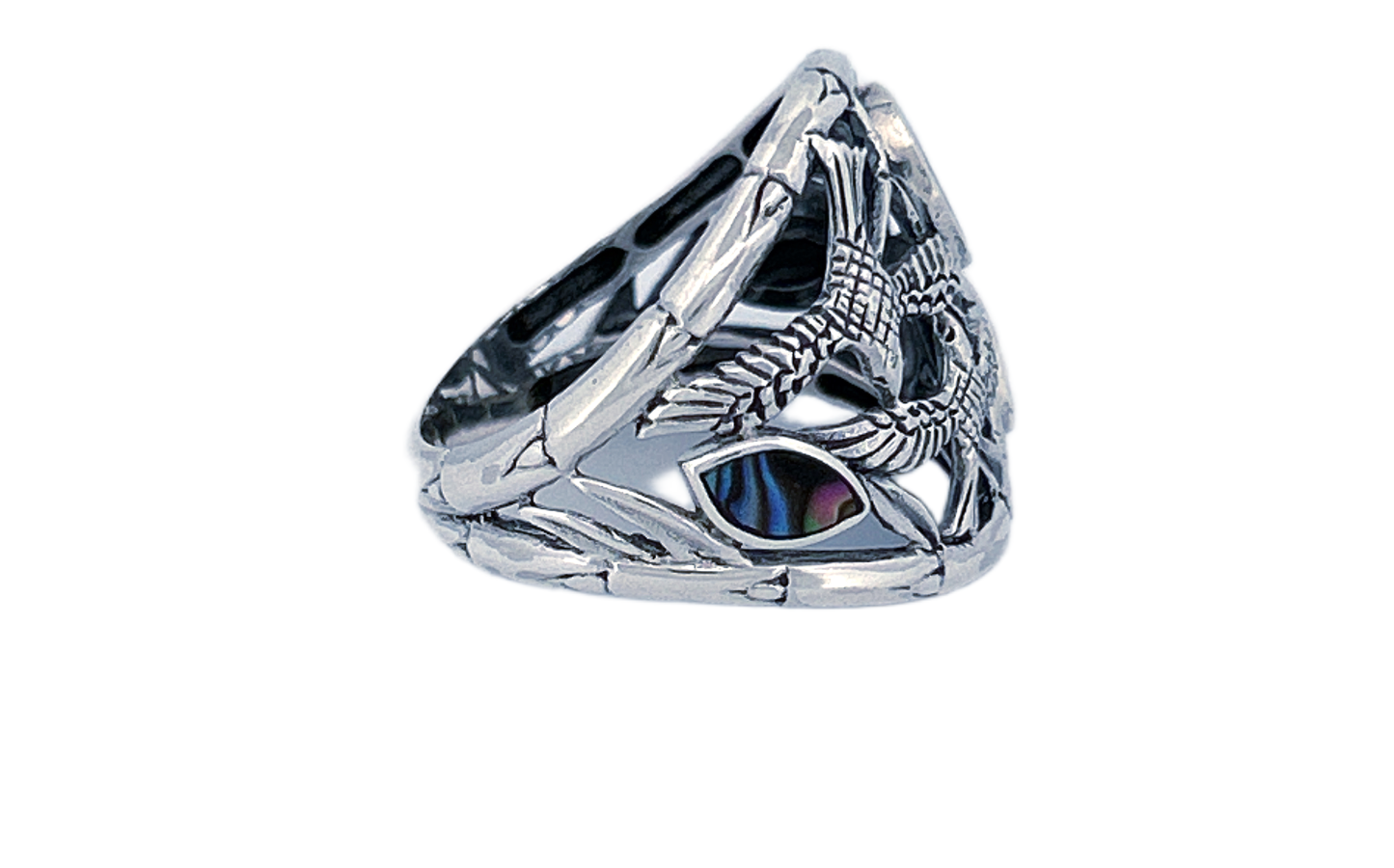 Handcrafted Sterling Silver Abalone Shell Ring-R51