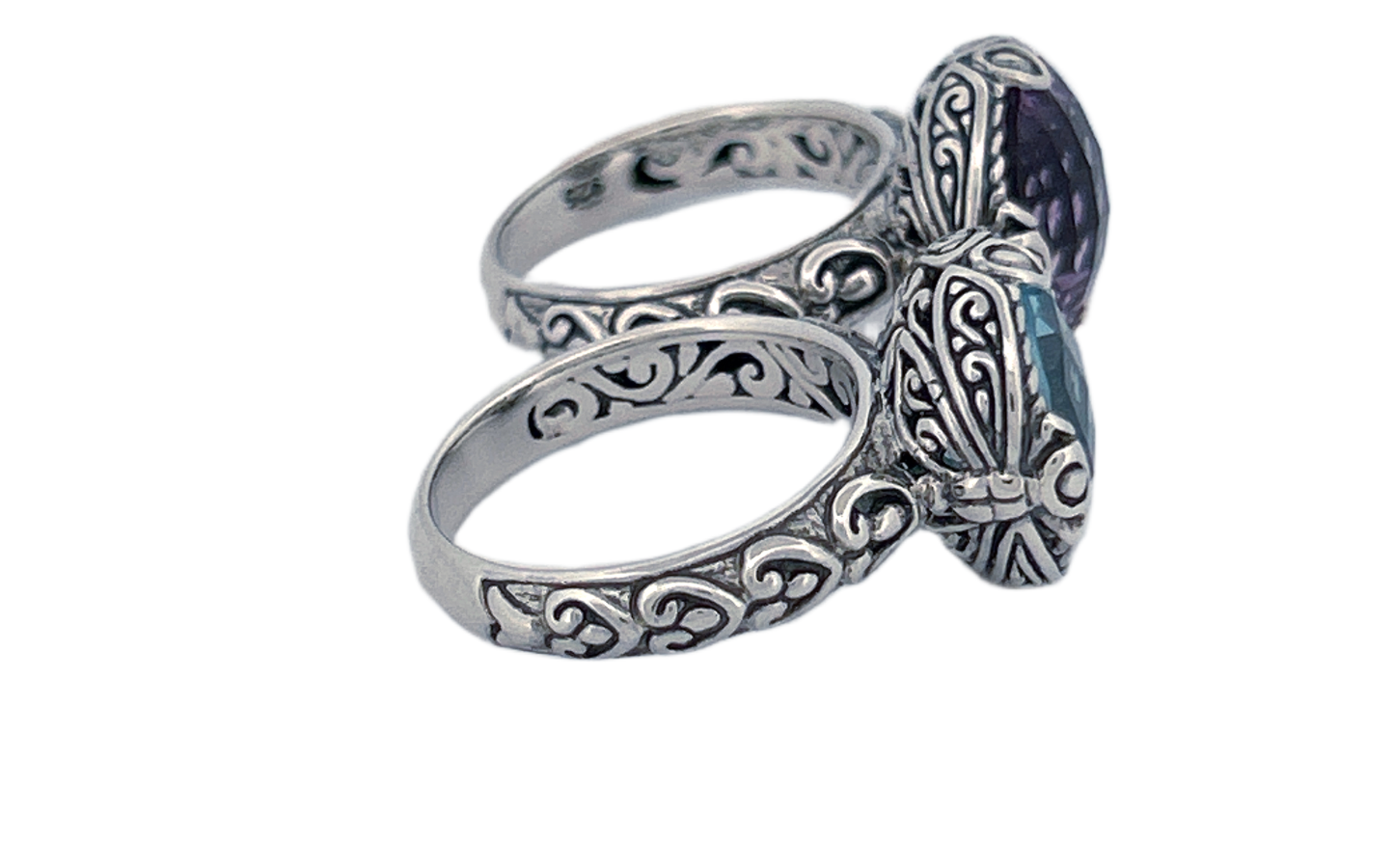 Handcrafted Sterling Silver Blue Topaz Cocktail Ring-R46