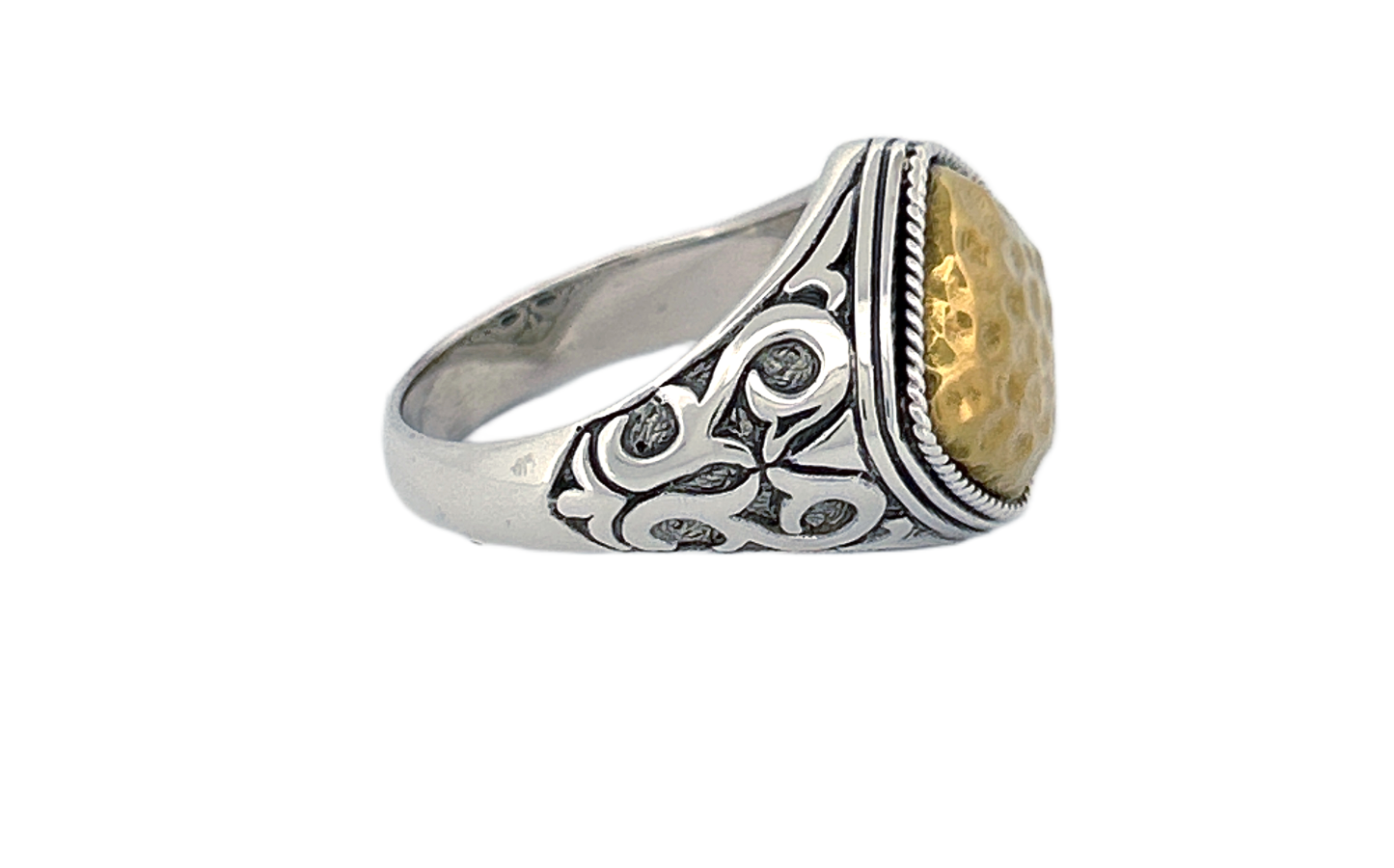 Sterling Silver & Hammered Brass Statement Ring