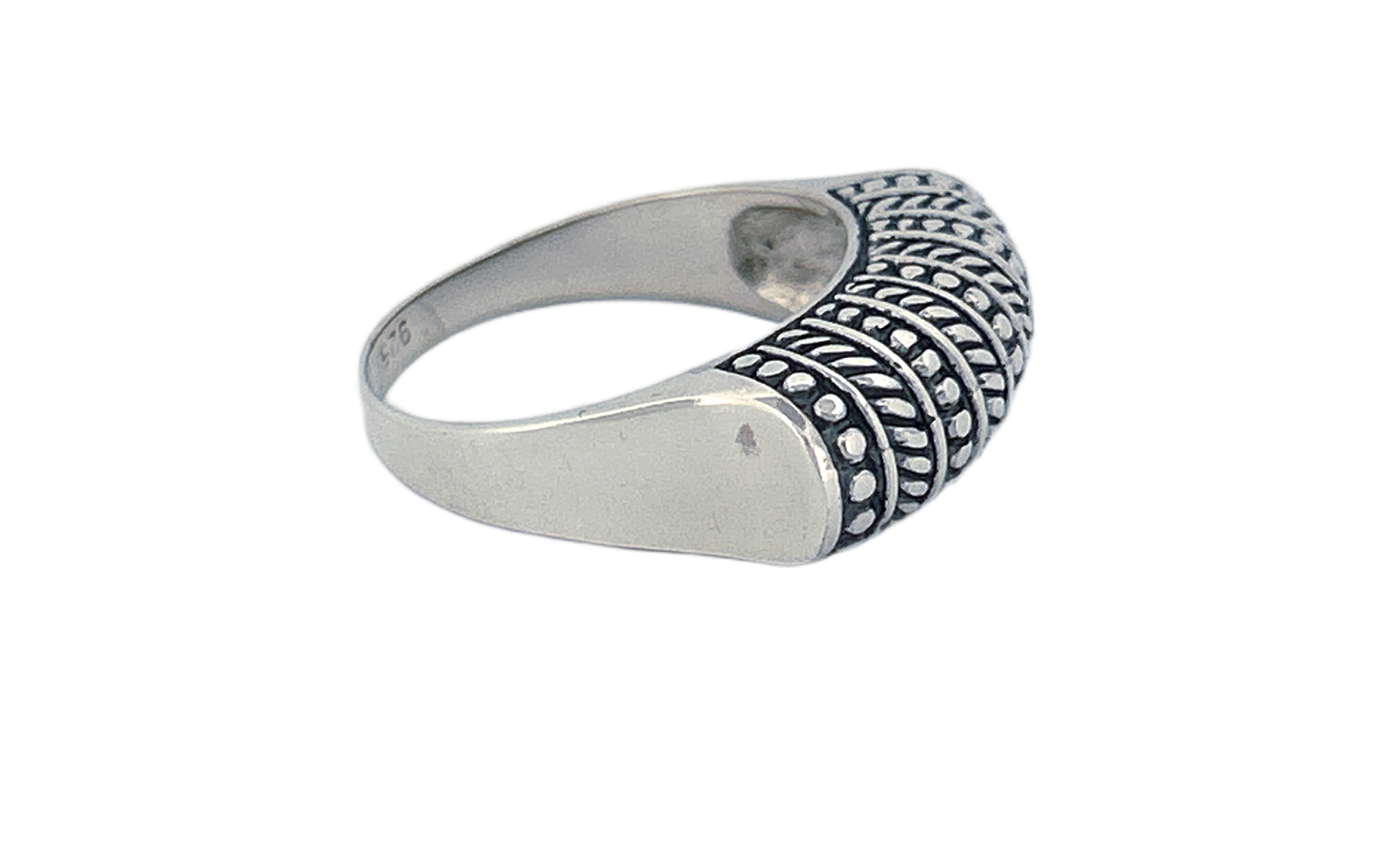 Sterling Silver Textured Band Ring – Dot & Rope Pattern