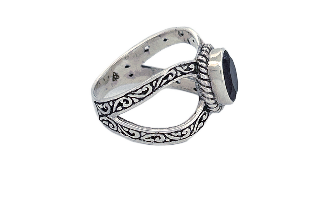 Sterling Silver Filigree Ring with Amethyst