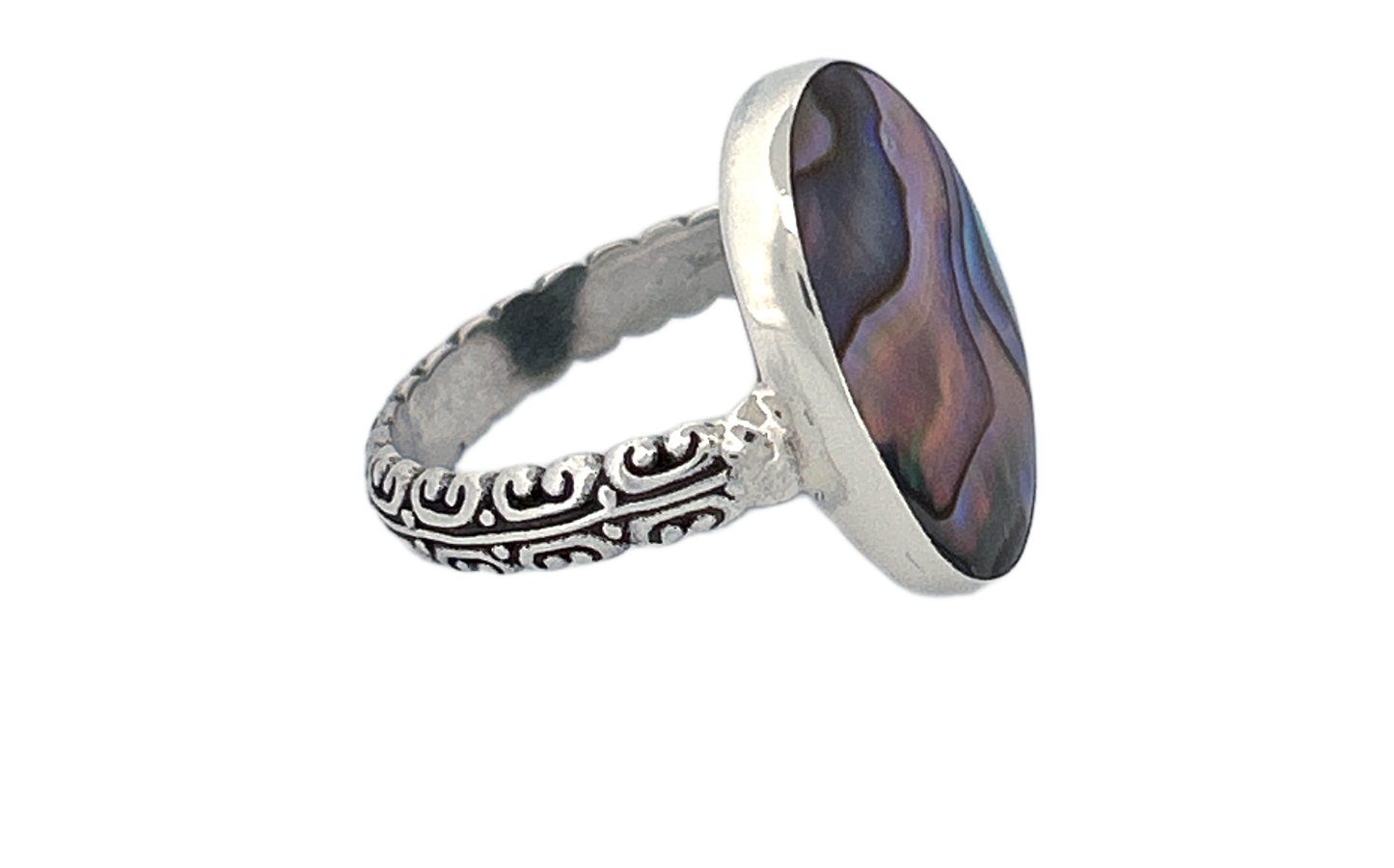 Oval Abalone Shell Sterling Silver Ring-R79