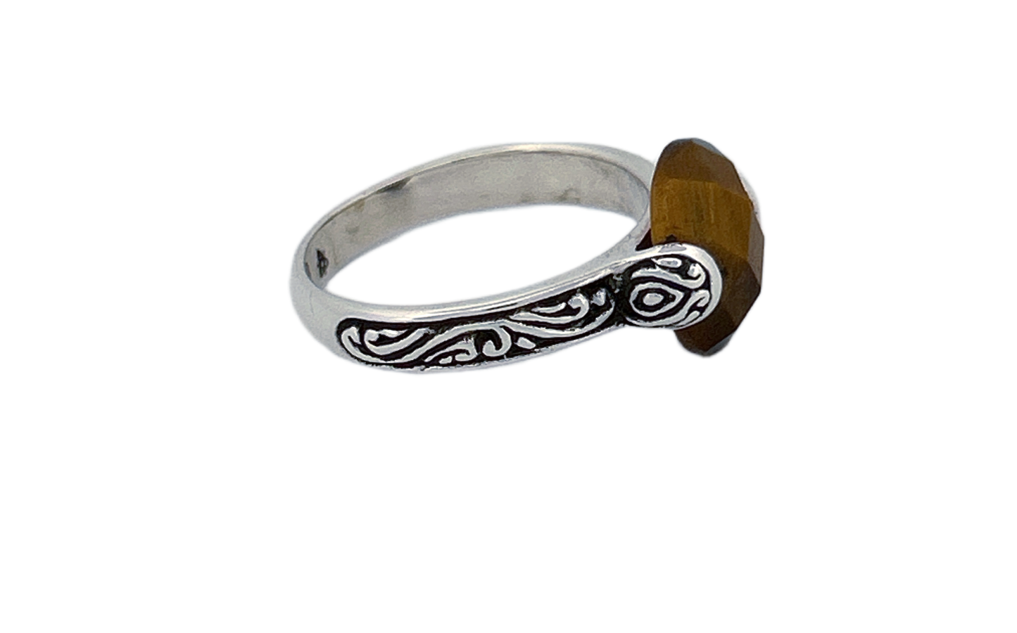 Sterling Silver Filigree Ring with Tiger’s Eye