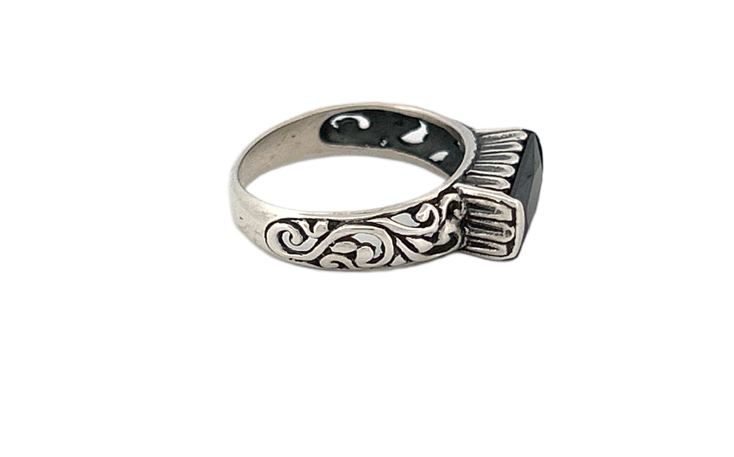 Sterling Silver Rectangular Black Onyx Ring