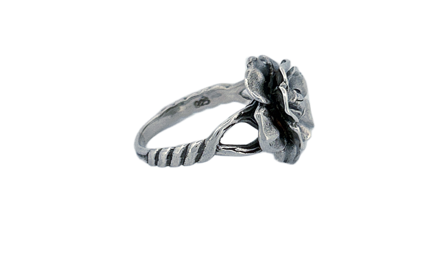Sterling Silver 3D Rose Ring