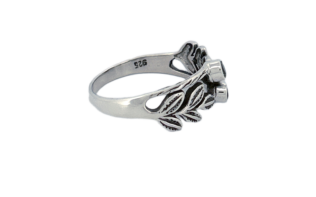 Sterling Silver Peridot Leaf Ring