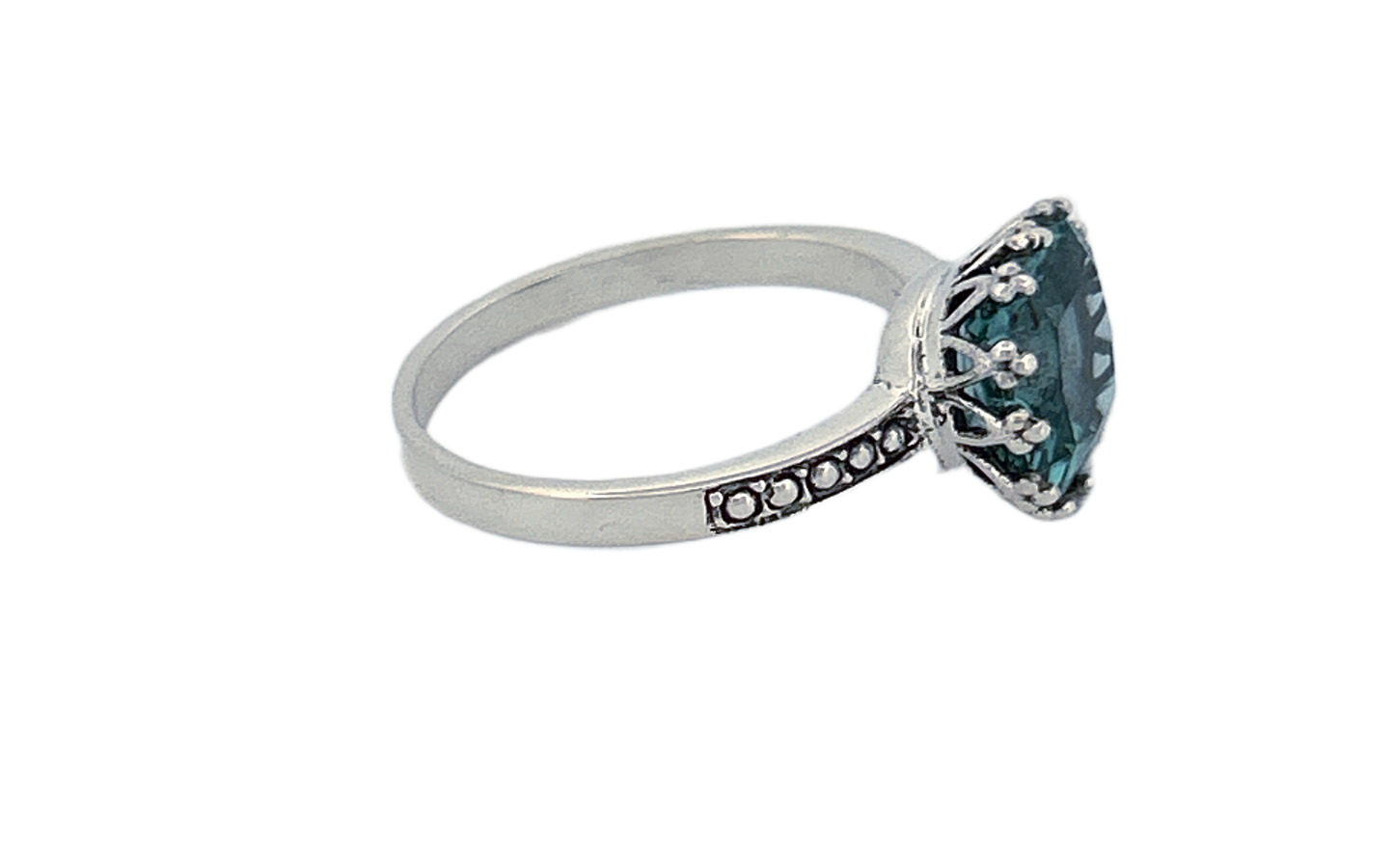 Sterling Silver Checker‑Cut Gemstone Rings – Teal CZ & Mystique Topaz