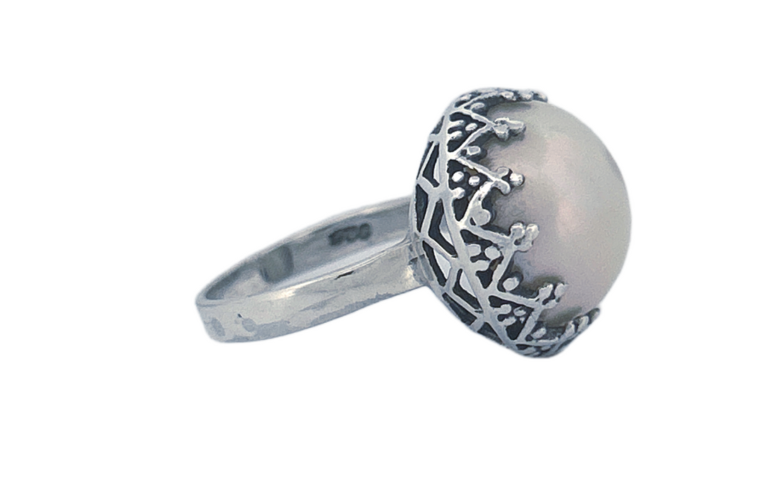 Sterling Silver Pearl Ring – Freshwater or Blue Pearl