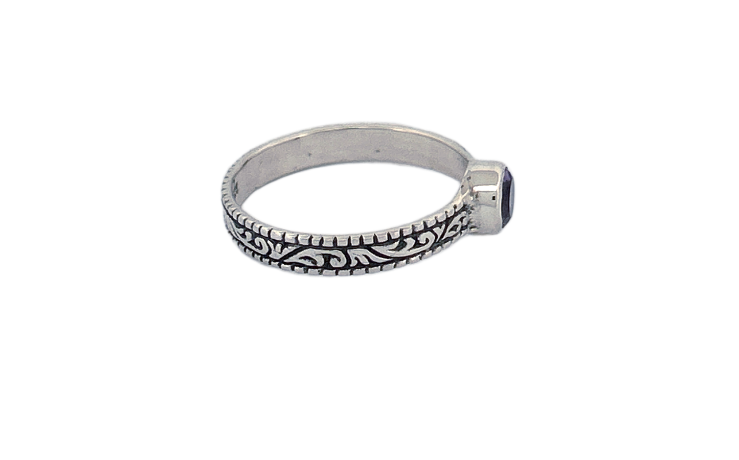 Sterling Silver Amethyst Ring – Petite Vine Band