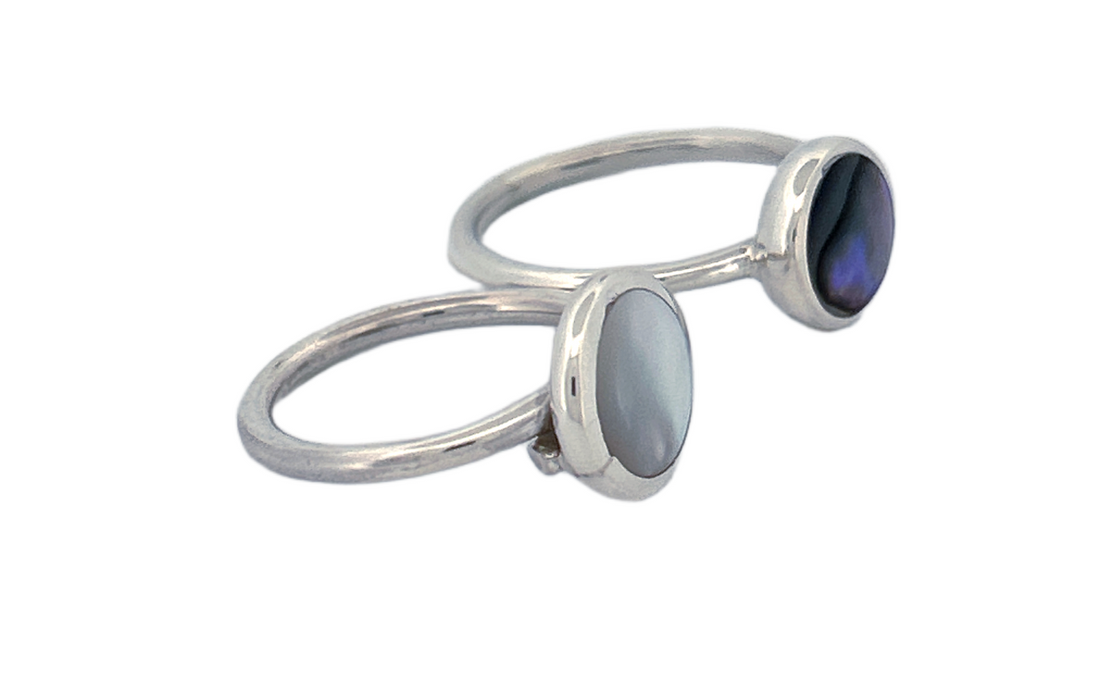 Sterling Silver Gemstone Rings – Mother of Pearl & Abalone Shell
