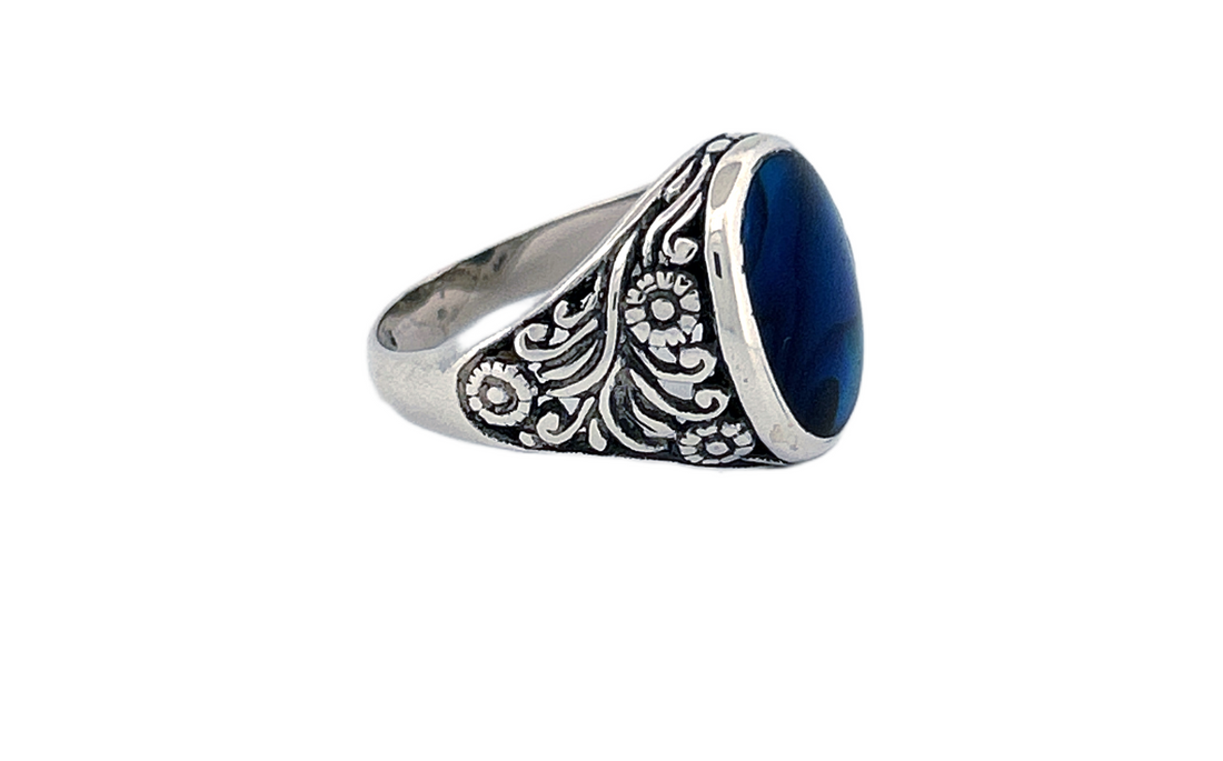 Sterling Silver Gemstone Rings – Abalone Shell & Coral