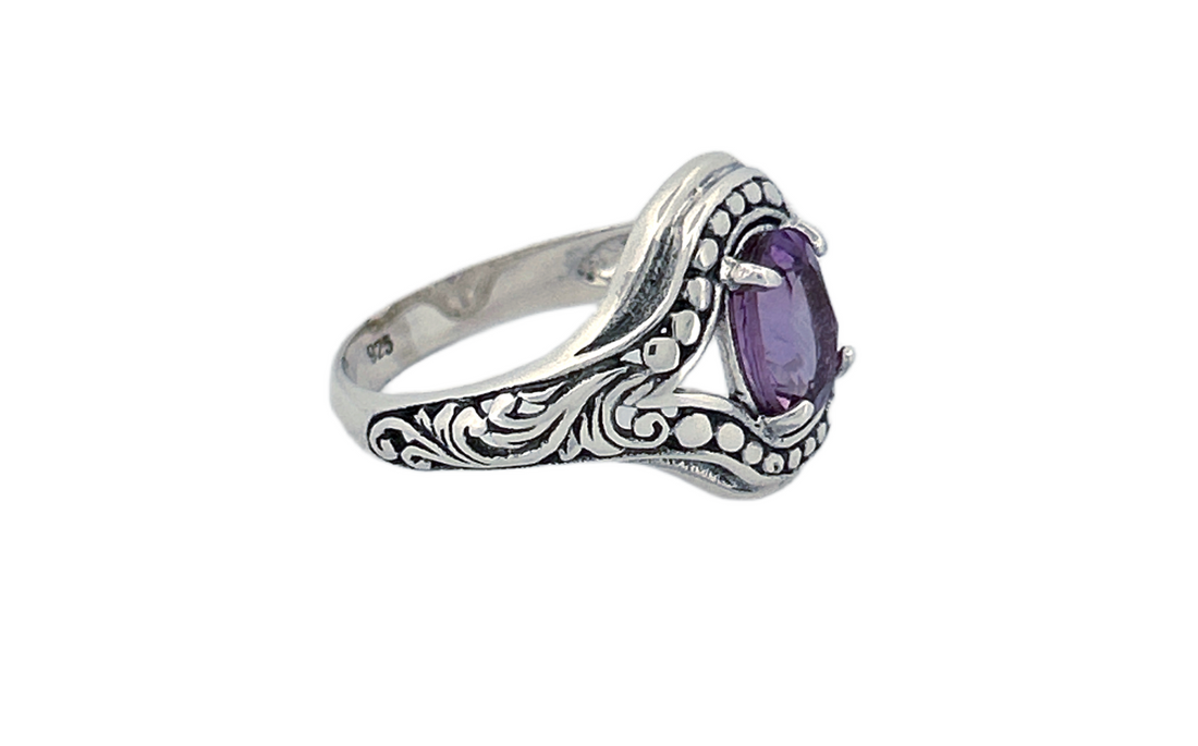 Sterling Silver Gemstone Ring – Amethyst & Blue Topaz