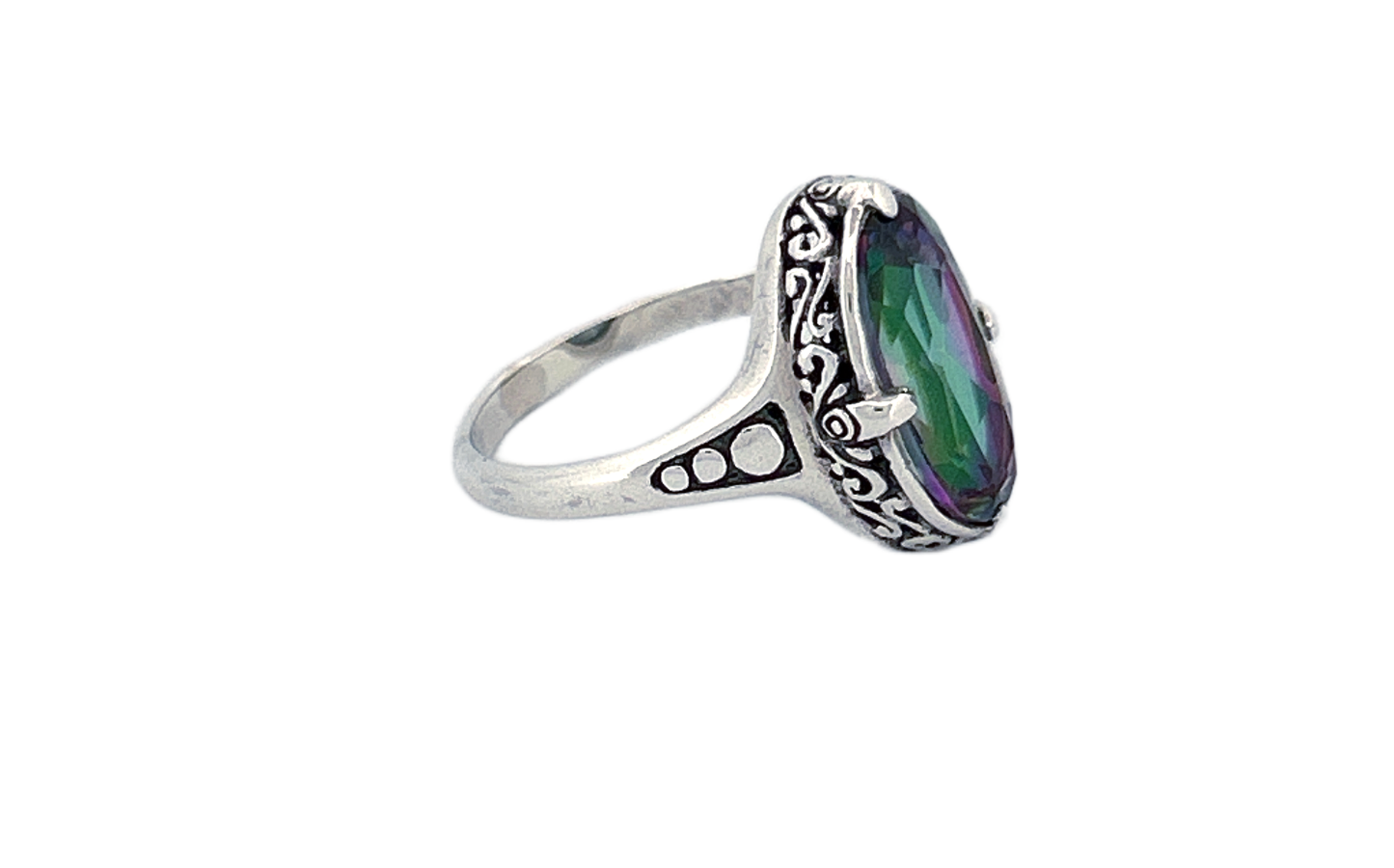 Sterling Silver Mystique Topaz Ring – Oval Cut Design