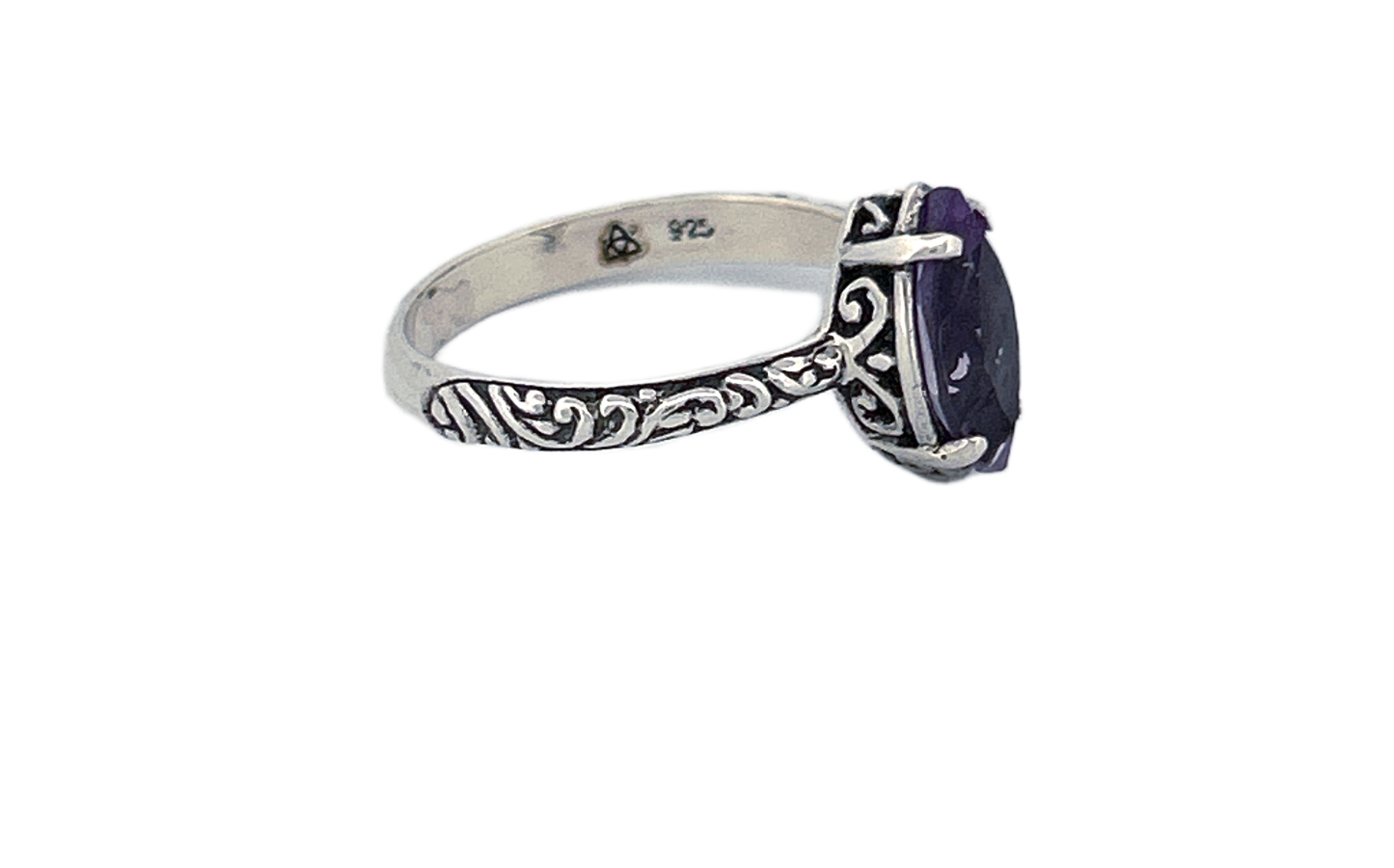 Sterling Silver Gemstone Ring – Marquise Cut Amethyst or Blue Topaz
