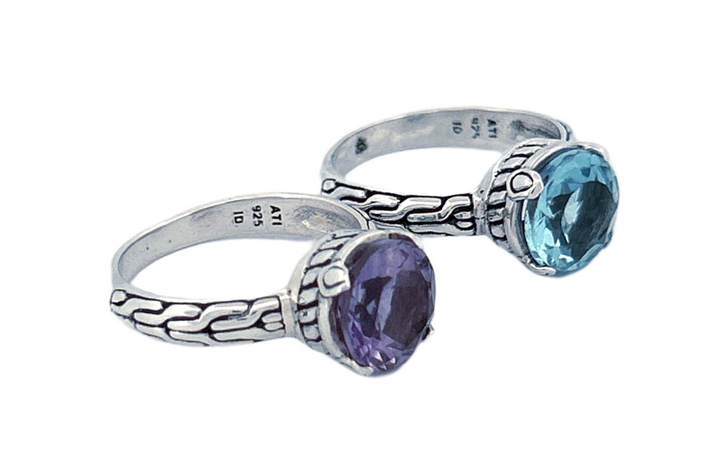 Sterling Silver Gemstone Ring – Amethyst or Blue Topaz