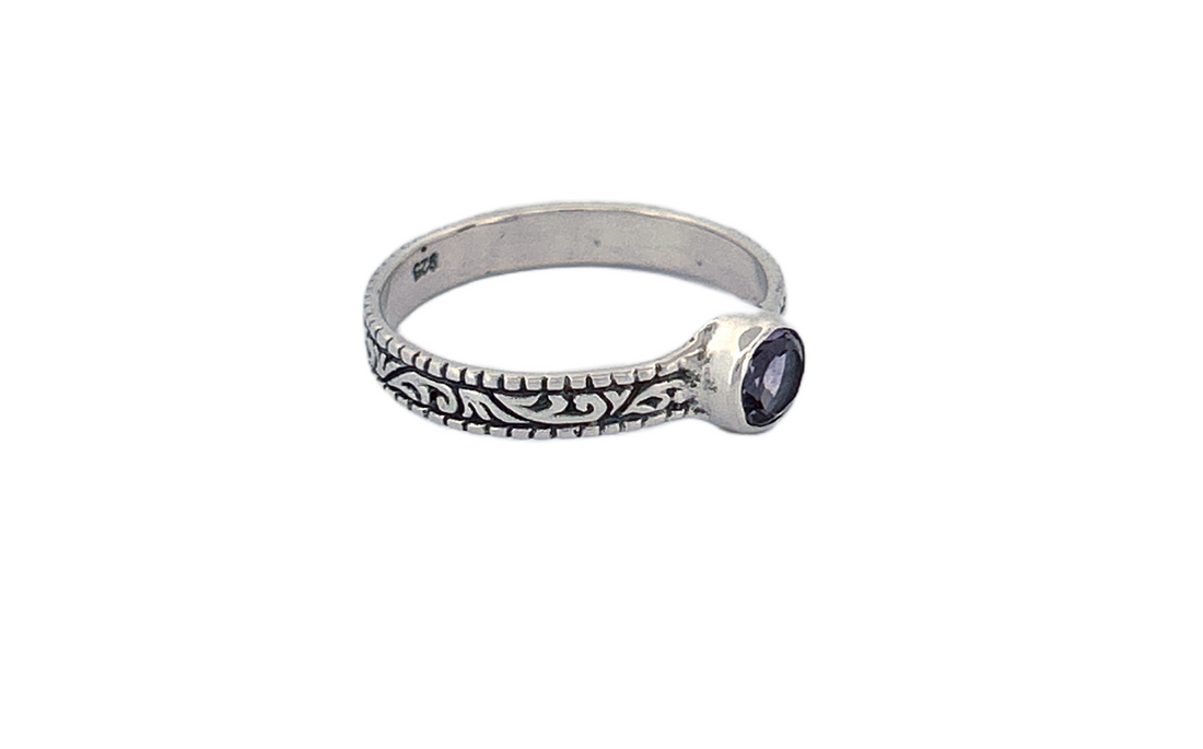 Sterling Silver Amethyst Ring – Petite Vine Band