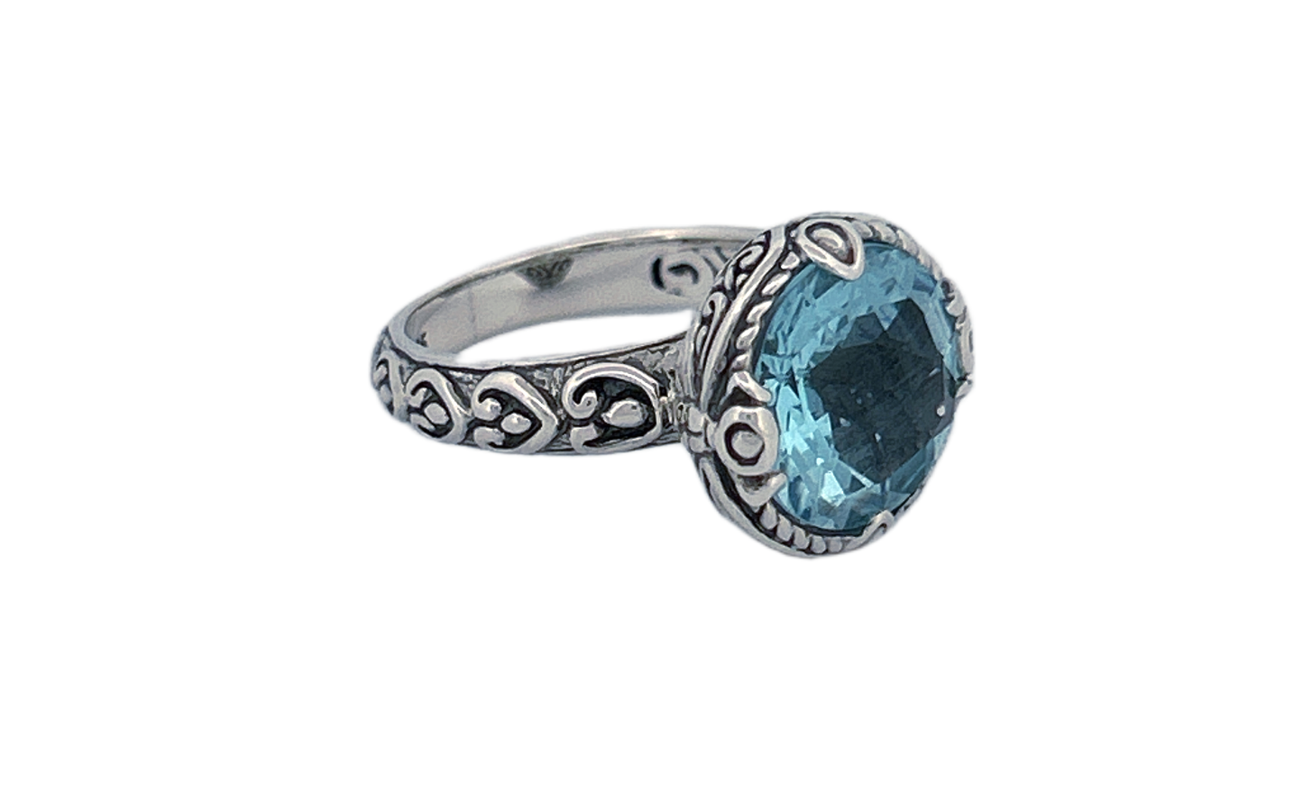 Handcrafted Sterling Silver Blue Topaz Cocktail Ring-R46