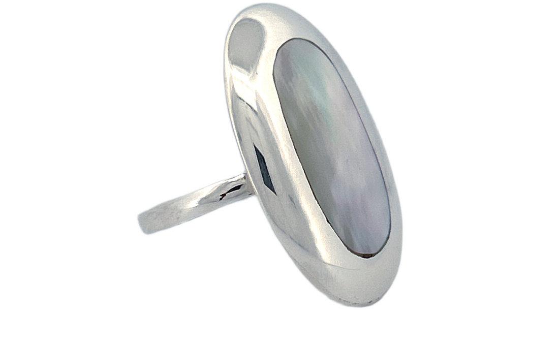 Sterling Silver Twin‑Shell Ring — Mother of Pearl & Abalone