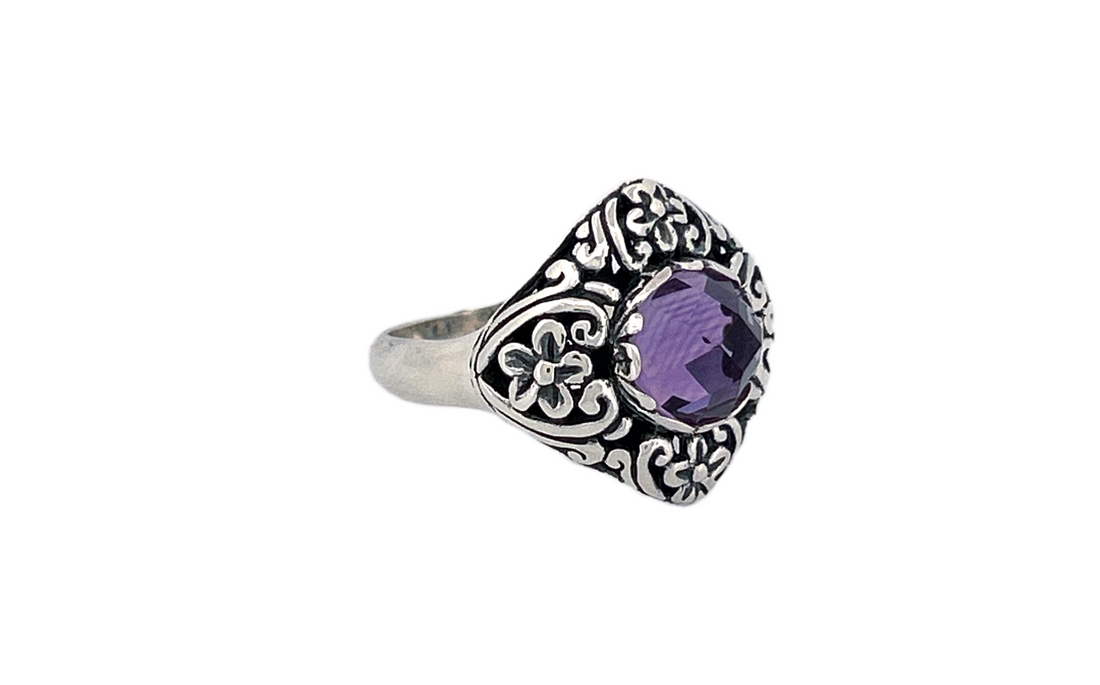 Natural Amethyst Handmade 925 Sterling Silver Ring | Genuine February Birthstone Gemstone Ring | Artisan Silver Jewelry | Gift for Her- R88