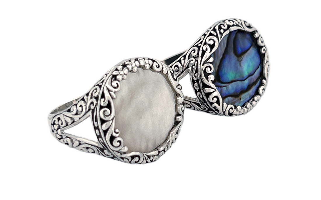 Round Mother of Pearl Handmade Sterling Silver Ring R80