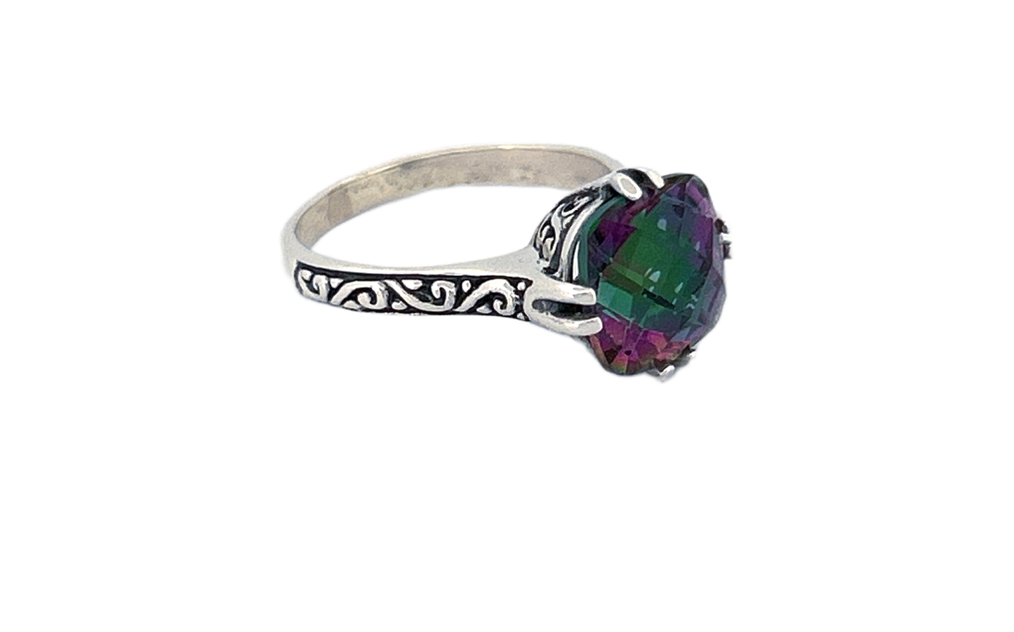 Sterling Silver Mystique Topaz Ring – Cushion Cut Design