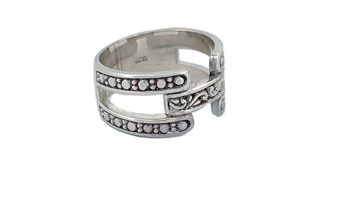 Sterling Silver Open‑Band Filigree Ring