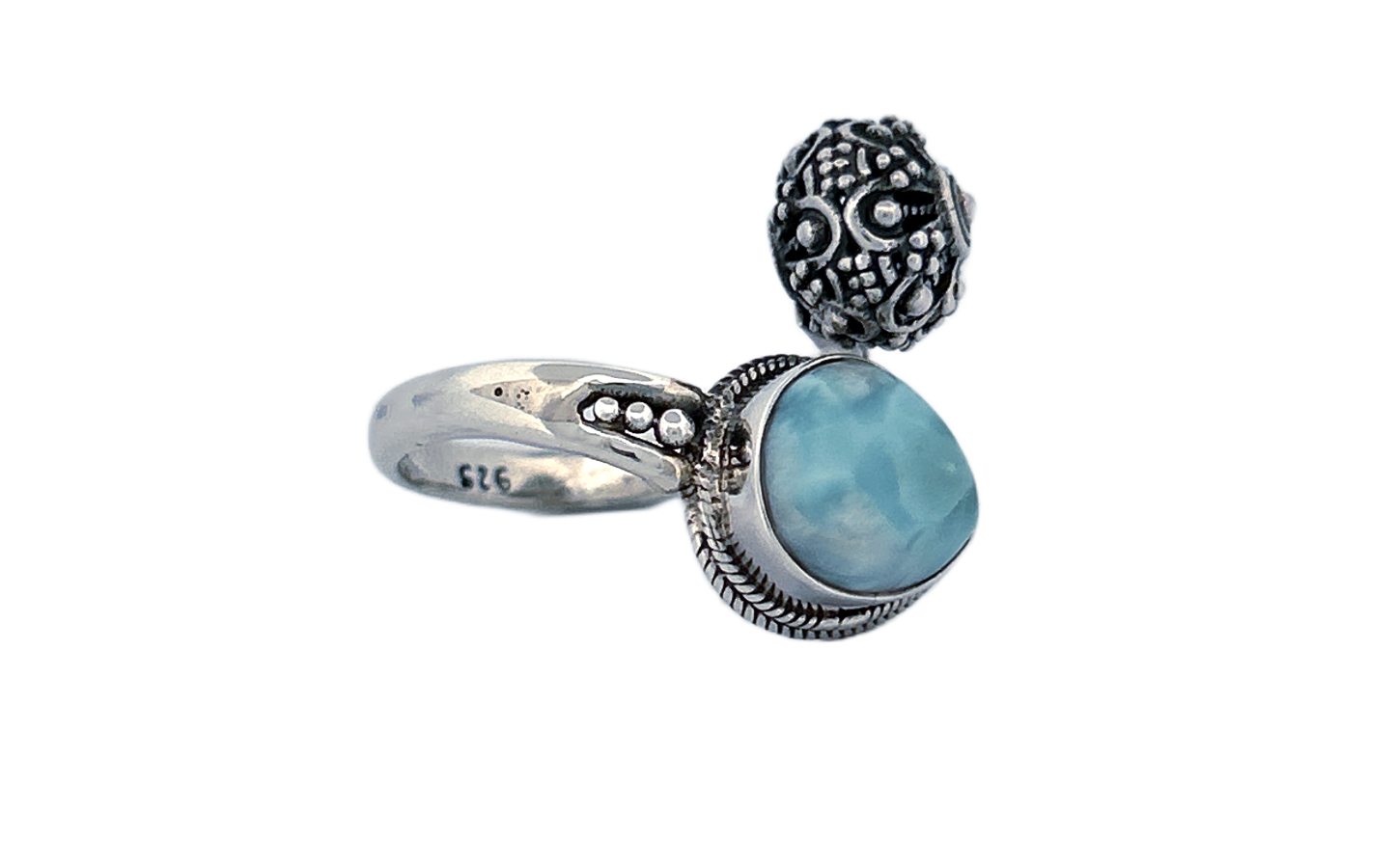 Sterling Silver Larimar Ring – Open Design