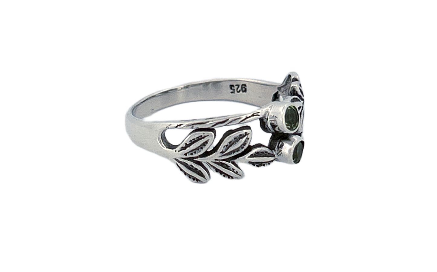 Sterling Silver Peridot Leaf Ring