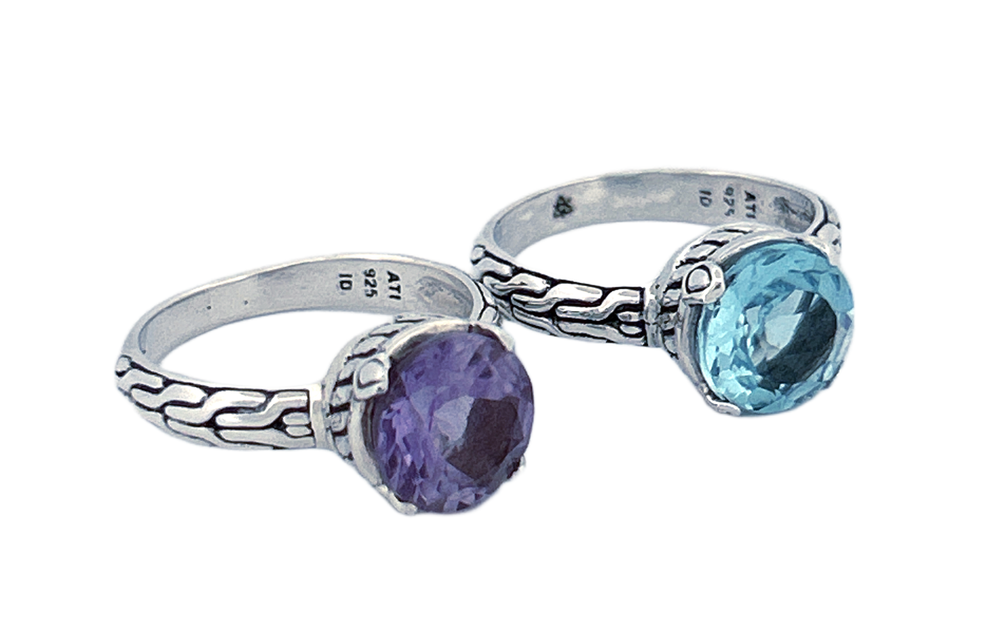 Sterling Silver Gemstone Ring – Amethyst or Blue Topaz