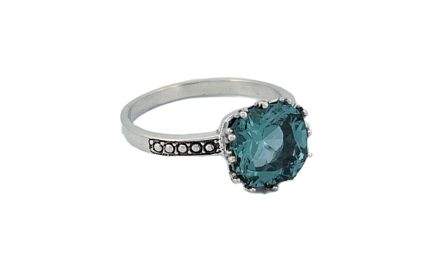 Sterling Silver Checker‑Cut Gemstone Rings – Teal CZ & Mystique Topaz