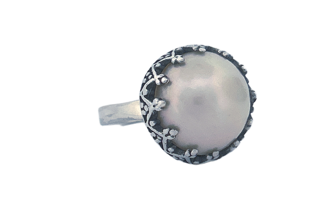 Sterling Silver Pearl Ring – Freshwater or Blue Pearl