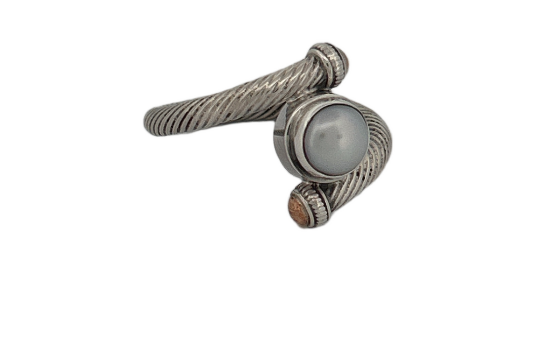 Unique Freshwater Pearl Sterling Silver Ring | Handmade 925 Sterling Silver Pearl RingR77
