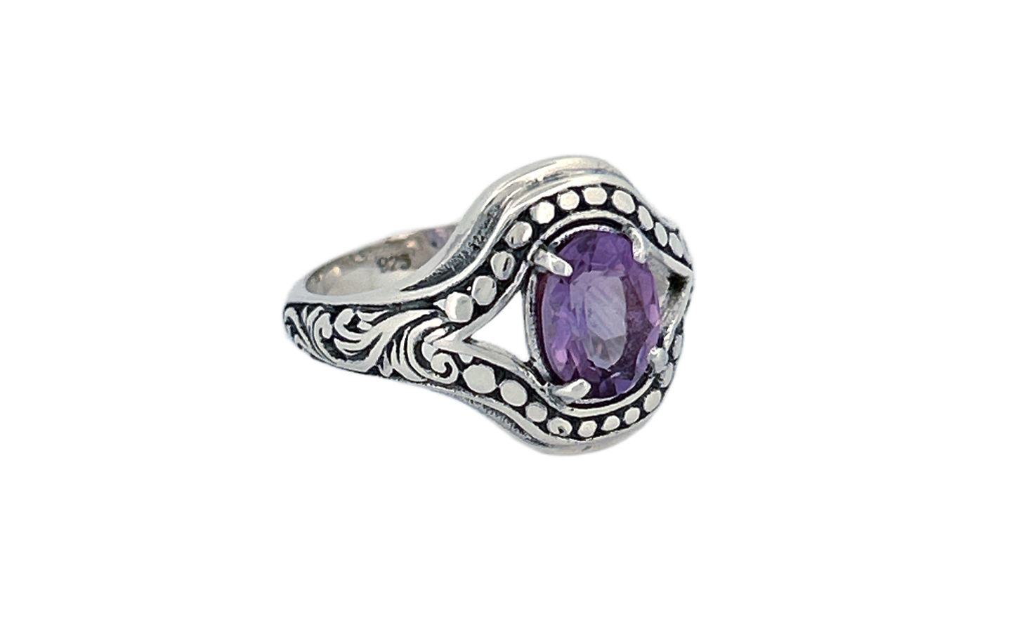 Sterling Silver Gemstone Ring – Amethyst & Blue Topaz