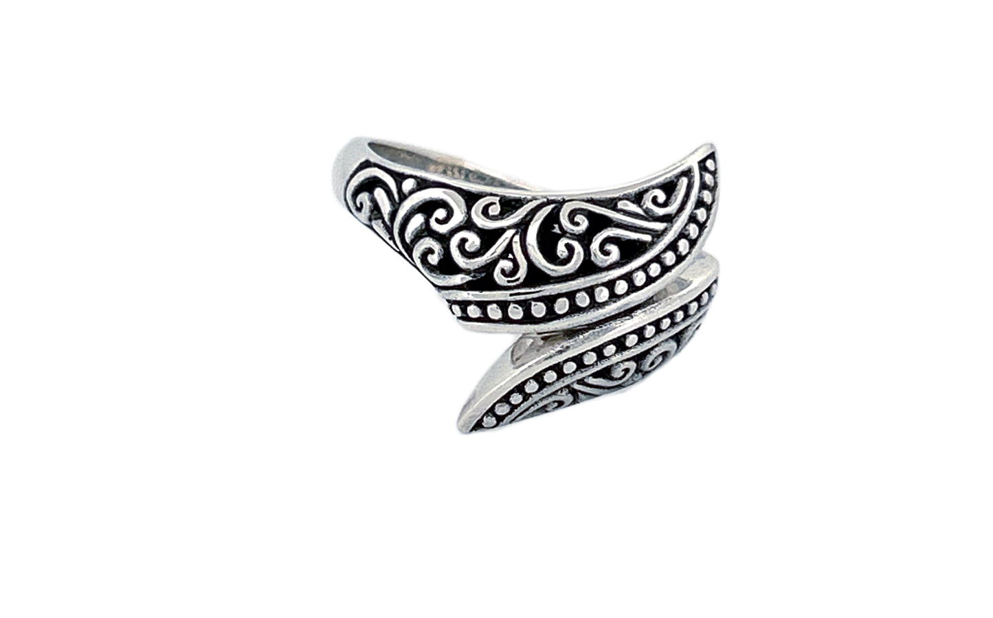 Sterling Silver Wrap Ring – Ornate Swirl Design
