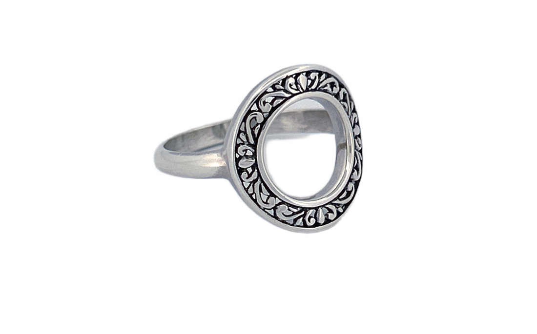 Sterling Silver Ornate Signet Ring
