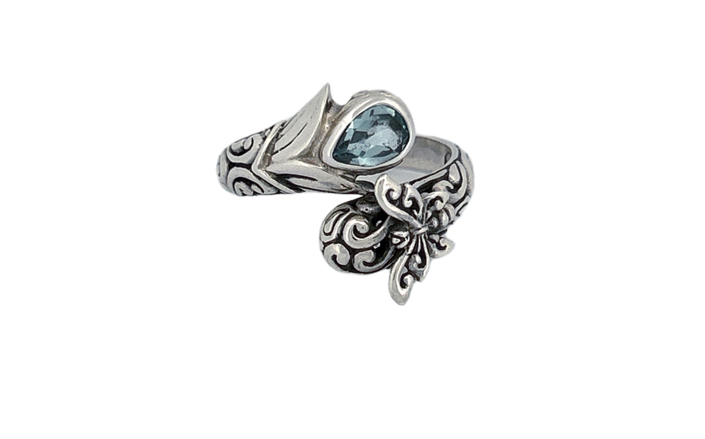 Natural Blue Topaz Butterfly Ring in 925 Sterling Silver-R43