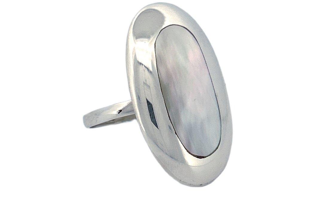 Sterling Silver Twin‑Shell Ring — Mother of Pearl & Abalone