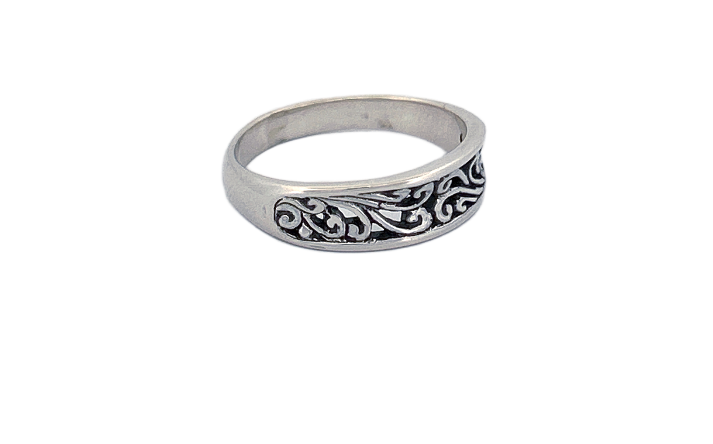 Sterling Silver Band Ring – Swirl Pattern Design