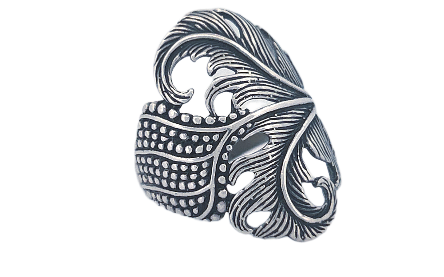 Sterling Silver Feather Ring – Sculpted Design