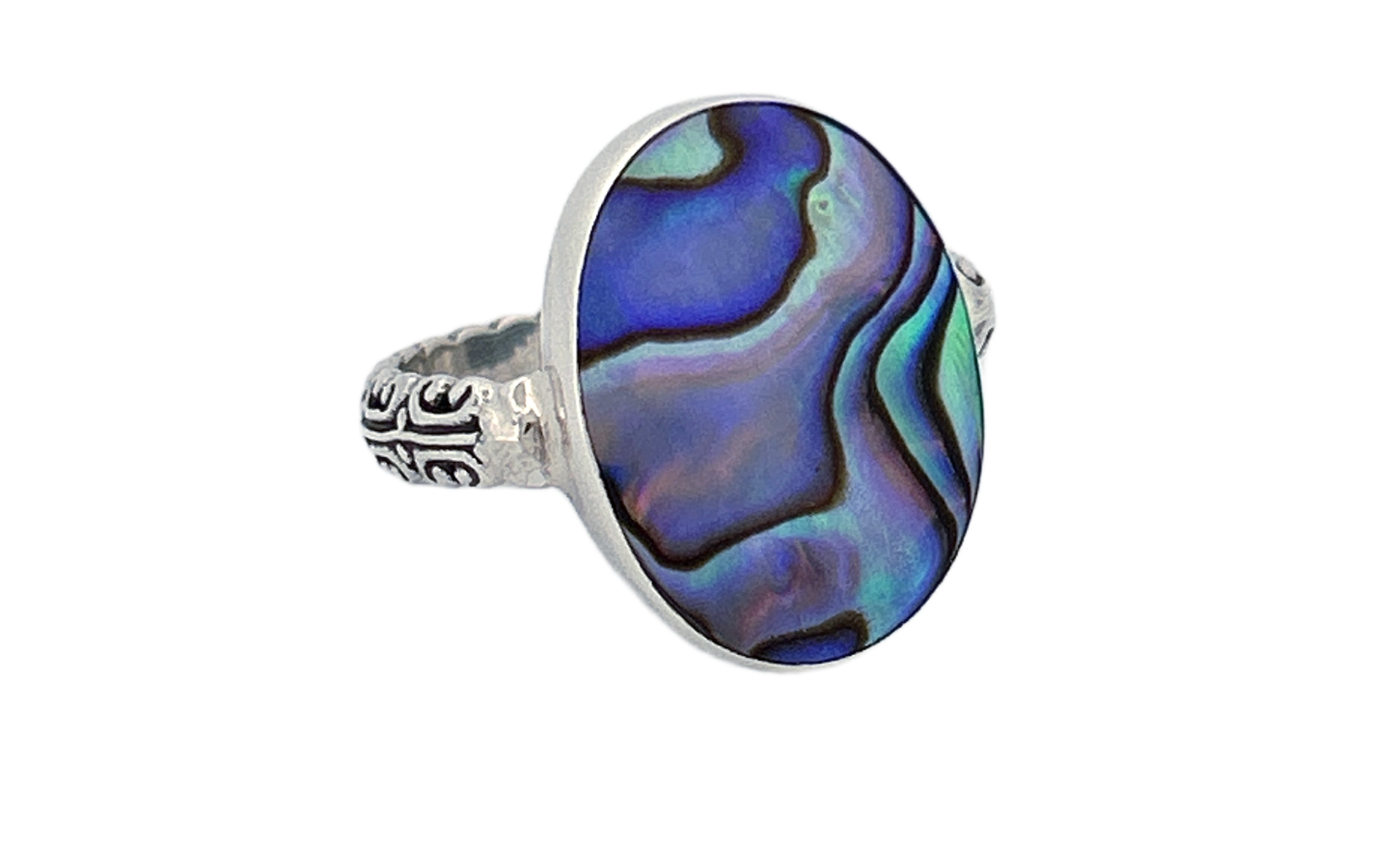 Oval Abalone Shell Sterling Silver Ring-R79