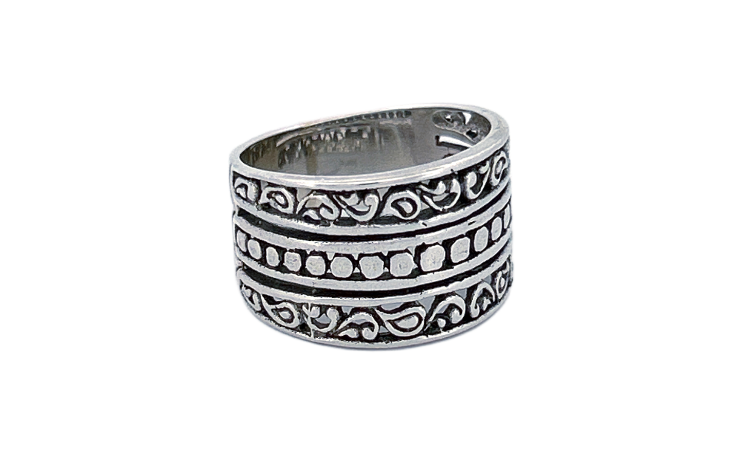 Sterling Silver Ornate Band Ring – Vintage Pattern