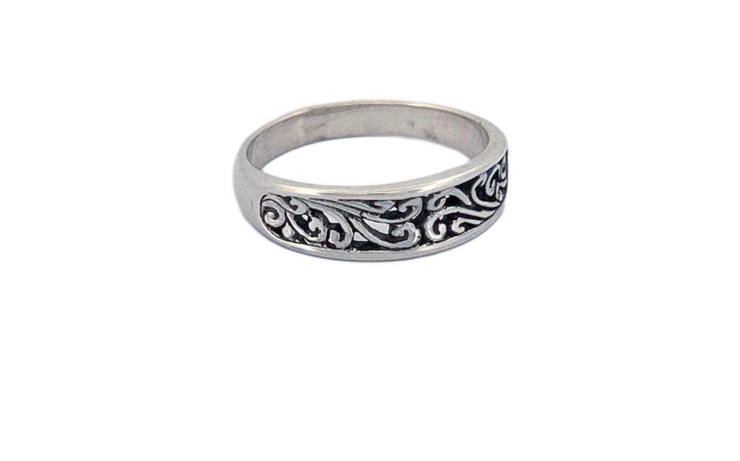 Sterling Silver Band Ring – Swirl Pattern Design