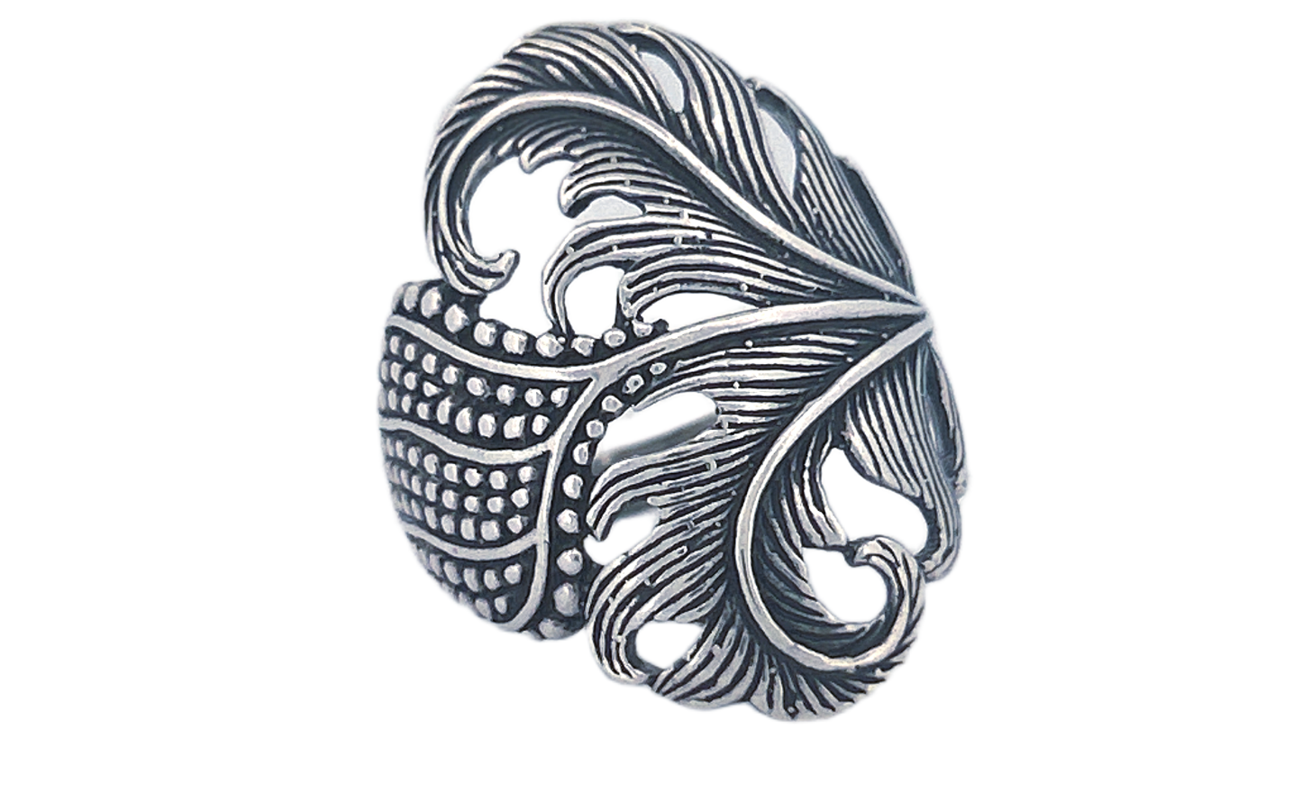 Sterling Silver Feather Ring – Sculpted Design