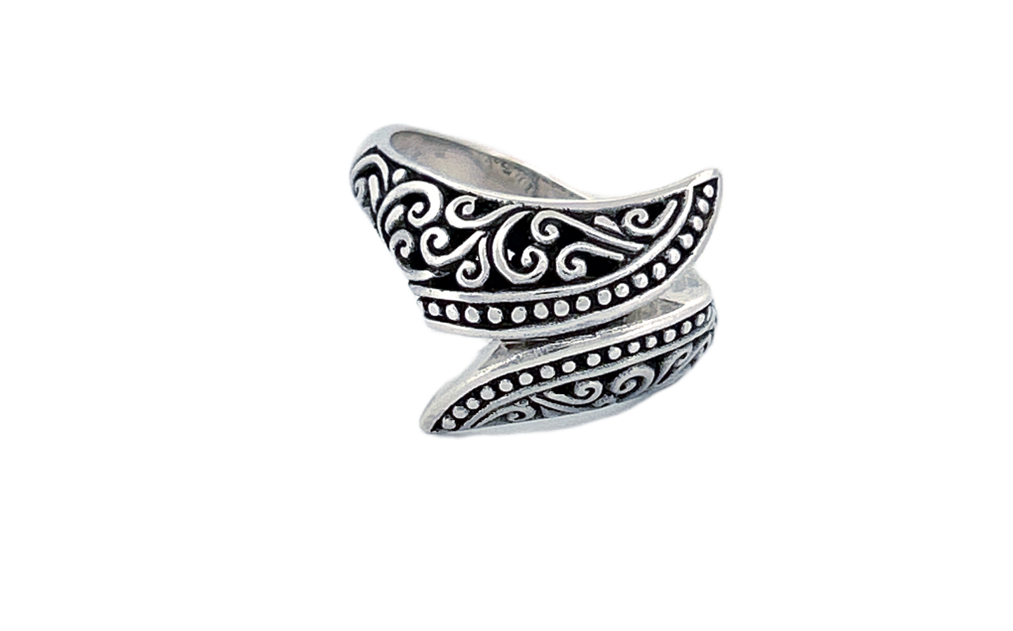 Sterling Silver Wrap Ring – Ornate Swirl Design