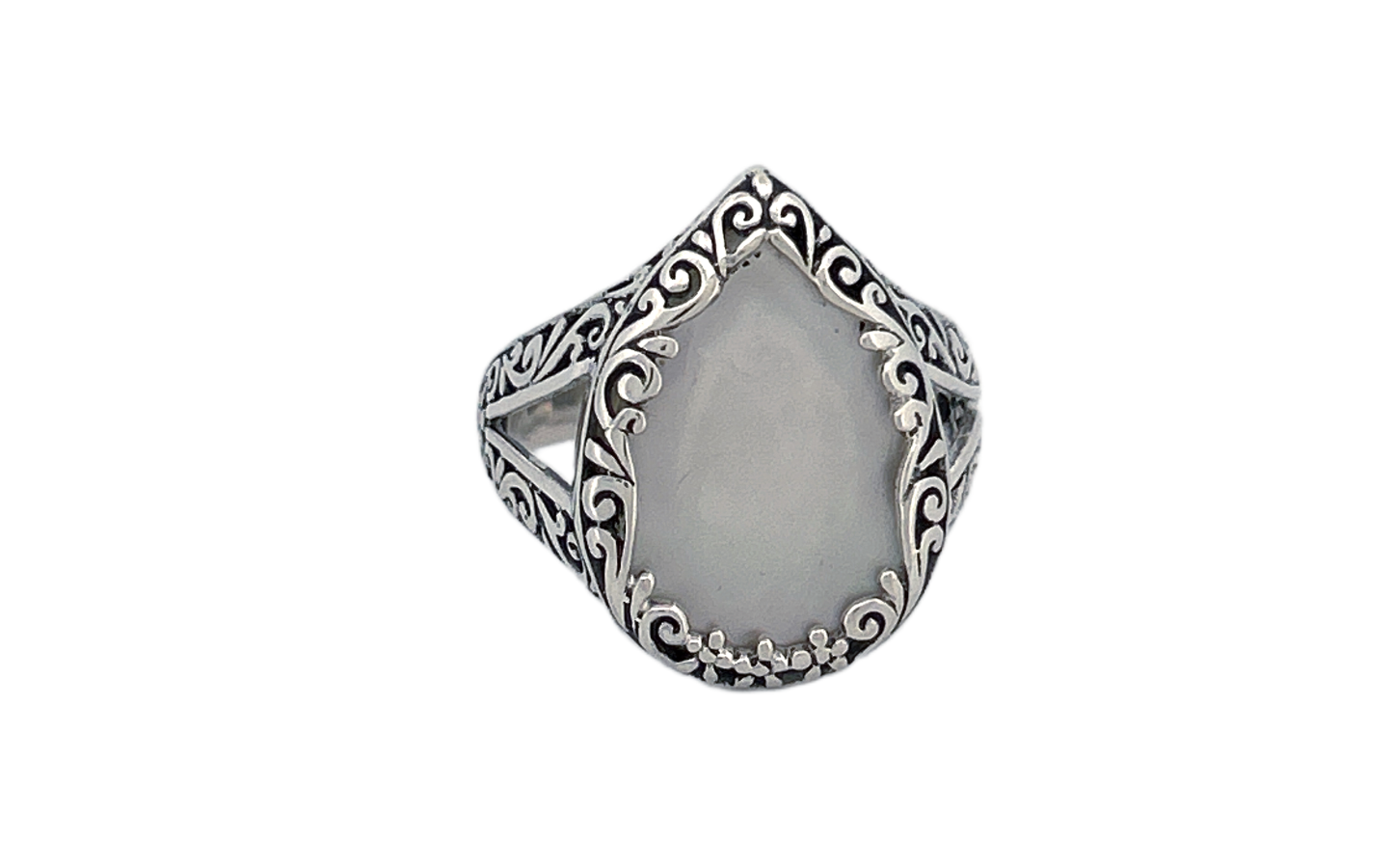 925 Sterling Silver Mother of Pearl Ring | Natural Shell Ring| Handmade Minimalist Jewelry | Genuine Mother of Pearl-R85 A