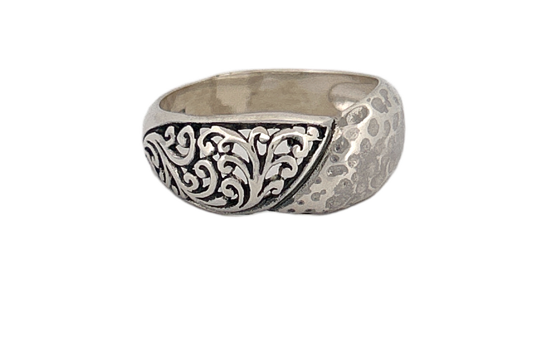 Handcrafted 925 Sterling Silver Hammered & Oxidized Artisan Ring – Unisex Statement Jewelry