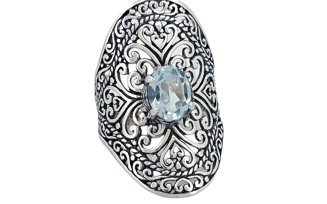 Sterling Silver Gemstone Ring – Blue Topaz or Amethyst