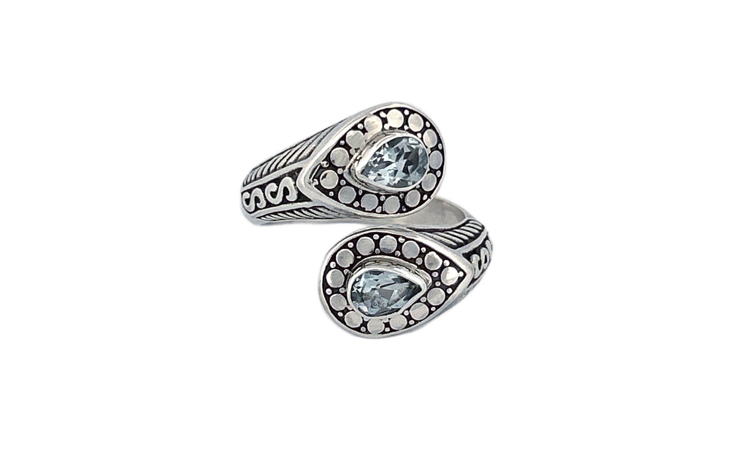 Adjustable Handmade Sterling Silver Genuine Blue Topaz Ring-R87