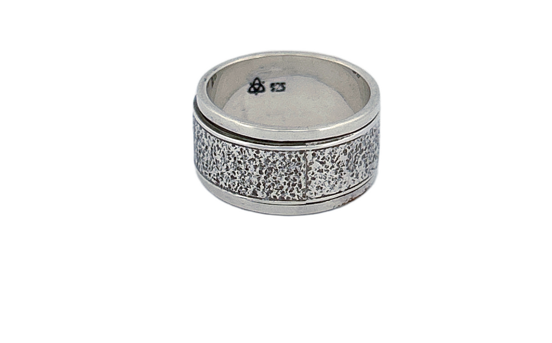 Sterling Silver Spinner Ring – Textured Band Design